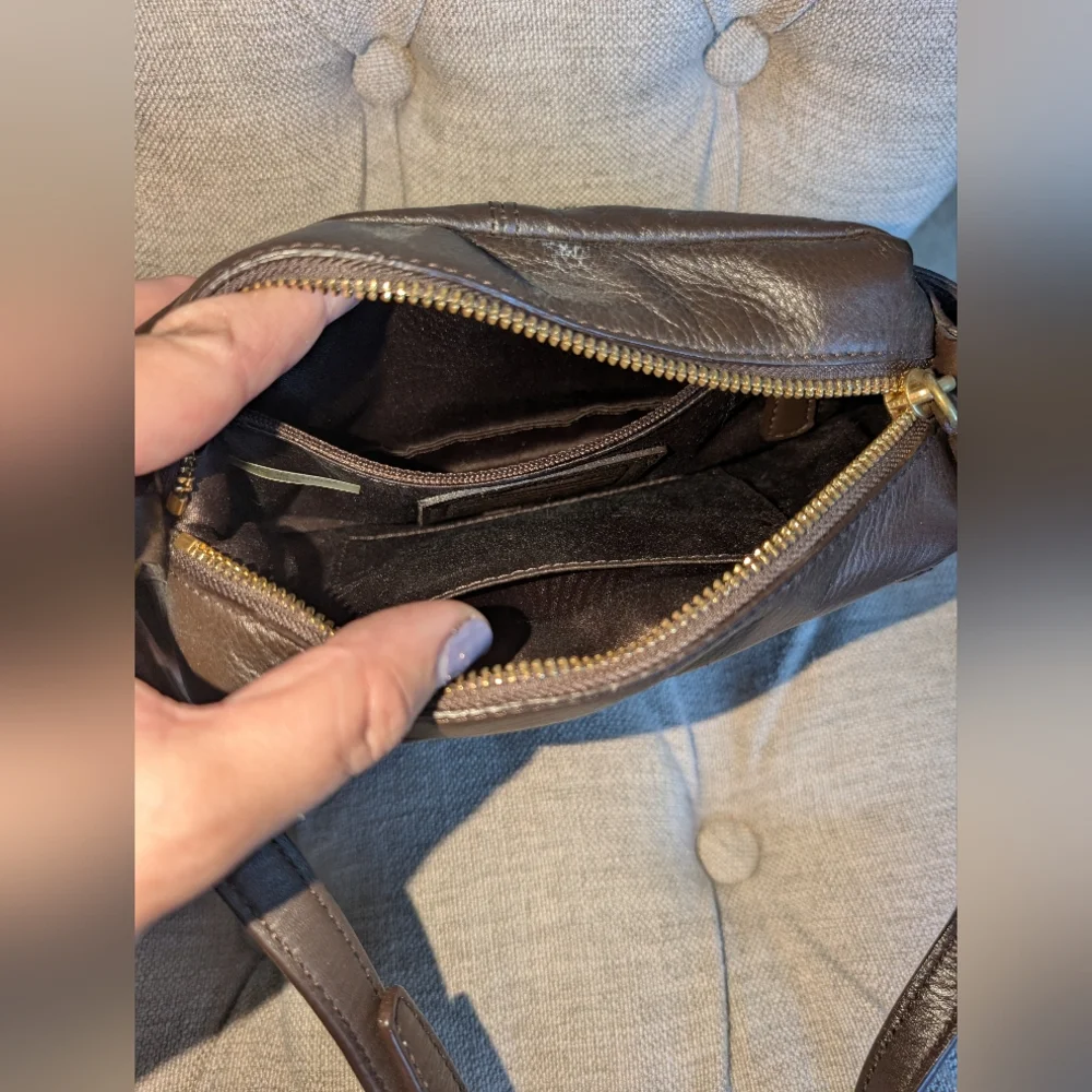 COACH Campbell Leather Camera Bag Crossbody Brown F25150